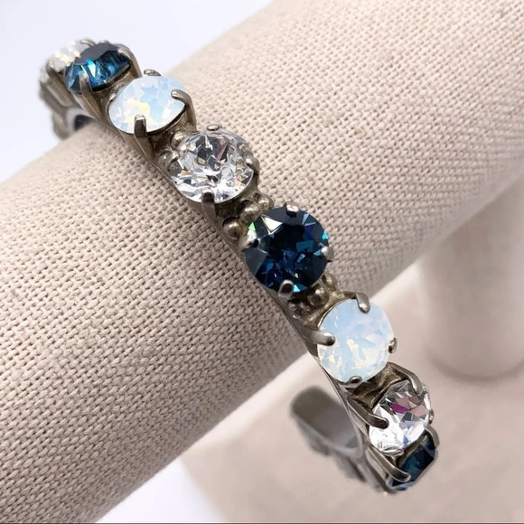 Sorrelli Riveting Romance Blue Opalescent Clear Crystal Cuff Bracelet - Picture 1 of 4